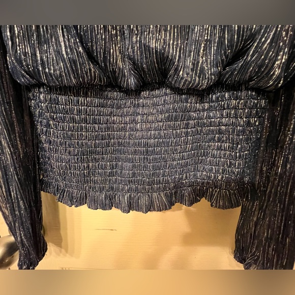 NWT Joie blue and silver long sleeve top, size small. - Picture 3 of 5